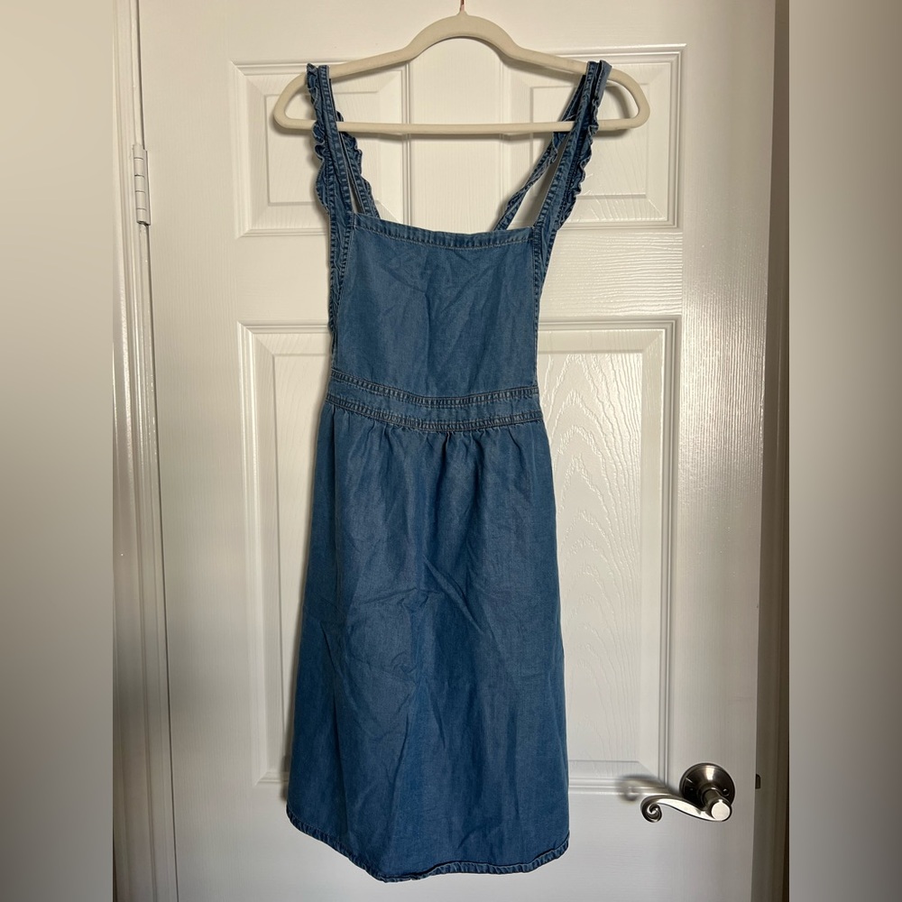 Indi & Cold San Sebastián Denim Lyocell Open Back Halter Mini Dress